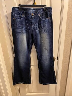Maurices Jeans 13 14 Wide Leg Flare Stretch Dark Blue Denim
